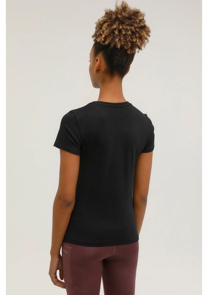 Basic Modal C Neck Siyah Kadın Kısa Kol T-Shirt W-CT131 101339647