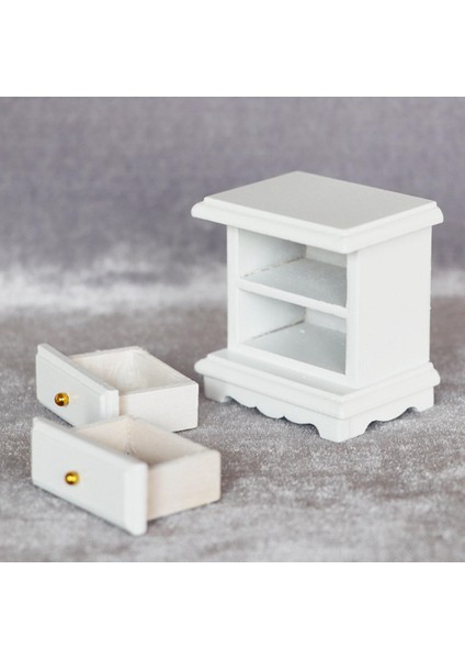 Dollhouse Başucu Masa Minyatür 1/12 Yaşam Sahnesi Dekorasyon Dolapı 4+ Beyaz (Yurt Dışından) modelleri