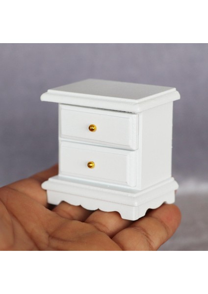 Dollhouse Başucu Masa Minyatür 1/12 Yaşam Sahnesi Dekorasyon Dolapı 4+ Beyaz (Yurt Dışından) indirimleri