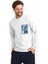 Erkek Önü Baskılı Bisiklet Yaka Spor Sweatshirt Gri 2