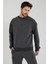 Erkek Bisiklet Yaka Oversize Sweatshirt Antrasit 1