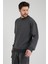 Erkek Bisiklet Yaka Oversize Sweatshirt Antrasit 2