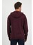 Erkek Comfort Fit Kapüşonlu Düz Sweatshirt Mürdüm 4