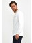 Erkek Basic Bisiklet Yaka Günlük Spor Sweatshirt Beyaz 2