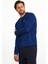 Erkek Basic Günlük Bisiklet Yaka Sweatshirt Mavi 3