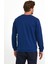Erkek Önü Baskılı Bisiklet Yaka Spor Sweatshirt Mavi 3