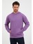 Erkek Kanguru Cepli Rahat Kalıp Kapüşonlu Spor Sweatshirt Mor 1