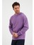 Erkek Kanguru Cepli Rahat Kalıp Kapüşonlu Spor Sweatshirt Mor 2