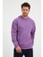 Erkek Kanguru Cepli Rahat Kalıp Kapüşonlu Spor Sweatshirt Mor 3