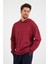 Erkek Comfort Fit Kapüşonlu Düz Sweatshirt Bordo 2