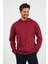 Erkek Comfort Fit Kapüşonlu Düz Sweatshirt Bordo 3