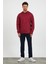 Erkek Comfort Fit Kapüşonlu Düz Sweatshirt Bordo 5