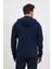 Erkek Comfort Fit Kapüşonlu Düz Sweatshirt Lacivert 4