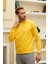 Erkek Basic Bisiklet Yaka Rahat Kalıp Düz Sweatshirt Sarı 3