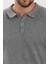 Erkek Polo Yaka Jakarlı Triko T-Shirt Gri 4