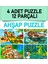 Eğitici - Öğretici 12 Parça 4 Adet Puzzle Seti - 2 Timsah,kedicik,sincaplar,köpek 1