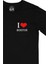 I Love Boston Cep Logo Tasarımlı Siyah Tişört 2