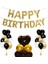 Siyah Kalp Folyo Happy Bırthday Doğum Günü Seti 1