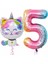 Unicorn Kedi Balon Gökkuşağı Renkli Sayı Doğum Günü Set Yaş 5 1