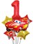 Kırmızı Araba Yıldız Rakam Folyo Balon Seti Yaş 1 1
