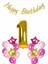 Doğum Günü 1 Yaş Happy Birthday Pembe Parti Seti 1