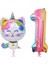 Unicorn Kedi Balon Gökkuşağı Renkli Sayı Doğum Günü Set Yaş 1 1