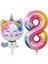 Unicorn Kedi Balon Gökkuşağı Renkli Sayı Doğum Günü Set Yaş 8 1
