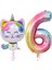 Unicorn Kedi Balon Gökkuşağı Renkli Sayı Doğum Günü Set Yaş 6 1