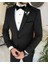 Italyan Kesim Slim Fit Ceket Yelek Pantolon Damatlık Set Siyah T8240 3