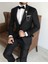 Italyan Kesim Ceket Yelek Pantolon Damatlık Set Siyah T7878 3