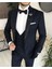 Italyan Kesim Ceket Yelek Pantolon Damatlık Set Lacivert T8123 2