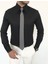 Italyan Stil Slim Fit Sivri Yaka Saten Erkek Gömlek Siyah T7207 1