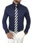 Italyan Stil Slim Fit Sivri Yaka Saten Erkek Gömlek Saks T7208 1