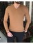 Italyan Stil Slim Fit Erkek V Yaka Triko Kazak Camel T8734 1
