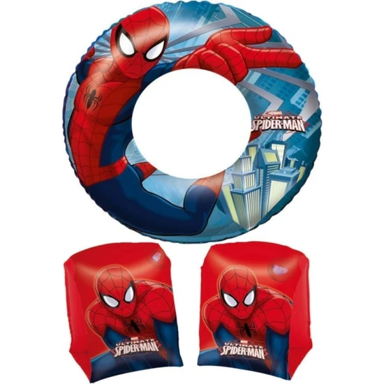 Spiderman Örümcek Adam Spiderman Lisanslı Deniz Havuz Çocuk Can Simidi ve Kolluk Spiderman Simid Ko