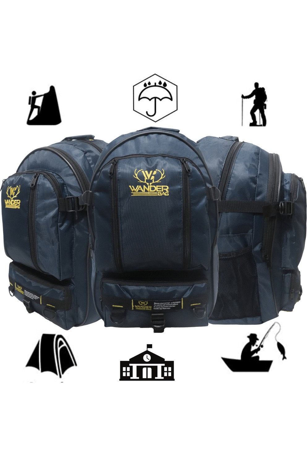 Baggor Wander 50 Litre Yeşil Çok Gözlü Yürüyüş-Seyahat-Okul-Dağcı-Trekking-Kampçı Sırt Çantası görsel 7