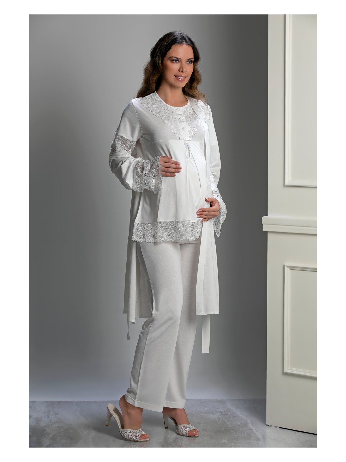 Lorian's 3022 Özel Tasarım Lohusa Pijama Takımı 3'lü Set