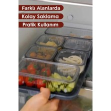 Orsa Home 6 Bölmeli Kapaklı Tepsili Çizgili Desen Lüx Kahvaltılık Modern Sunum Seti ve Saklama Kabı
