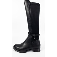 Aktaş Ayakkabı Kadın Siyah Taş Detaylı Su Geçirmez Çizme