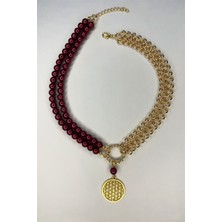 Sose Moda Inci ve Gold Zincir Yaşam Ağacı Tasarım Kolye