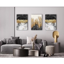 3 Parça Dekoratif Çiçek Kanvas Tablo