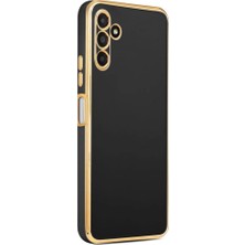 Musal Galaxy M23 Kılıf Kamera Korumalı Altın Kenar Tasarım Silikon