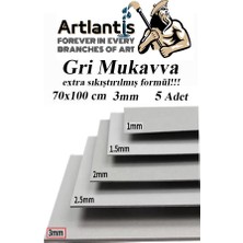 Artlantis Mukavva Gri 3 mm 70X100 cm 5 Adet Sert Karton Ekstra Sıkıştırılmış 70*100 Mukavva Gri Renkli 5 Adet