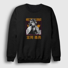 Presmono Unisex Siyah Giyu Tomioka V3 Anime Demon Slayer Kimetsu No Yaiba Sweatshirt