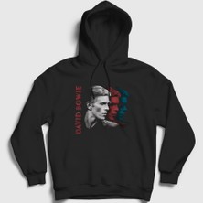 Presmono Unisex Siyah Colorful David Bowie Kapüşonlu Sweatshirt