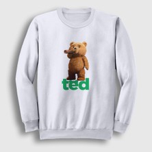 Presmono Unisex Beyaz Drink Ayı Teddy Bear Sweatshirt