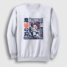 Presmono Unisex Beyaz Rage Tanjiro Kamado Anime Demon Slayer Kimetsu No Yaiba Sweatshirt