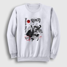 Presmono Unisex Beyaz Tanjiro Nezuko V2 Anime Demon Slayer Kimetsu No Yaiba Sweatshirt