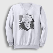 Presmono Unisex Beyaz Yuji Itadori Anime Jujutsu Kaisen Sweatshirt