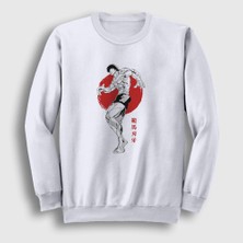 Presmono Unisex Beyaz Fighter Anime Hanma Baki Sweatshirt